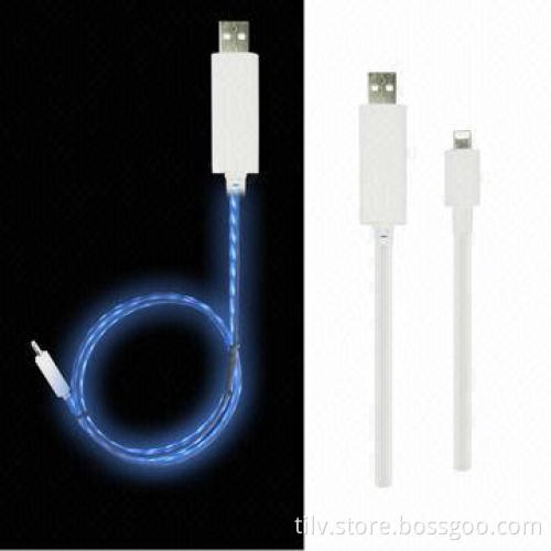 Portable LED EL light up USB data cable for iPhone 5